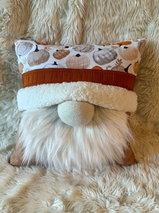 White Pumpkin Fall Gnome Pillow