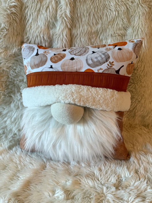 White Pumpkin Fall Gnome Pillow