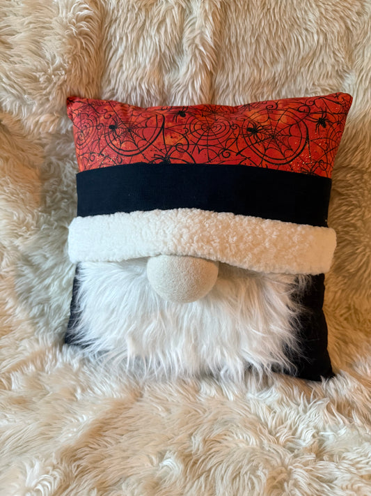 Orange Spider Web Halloween Gnome Pillow