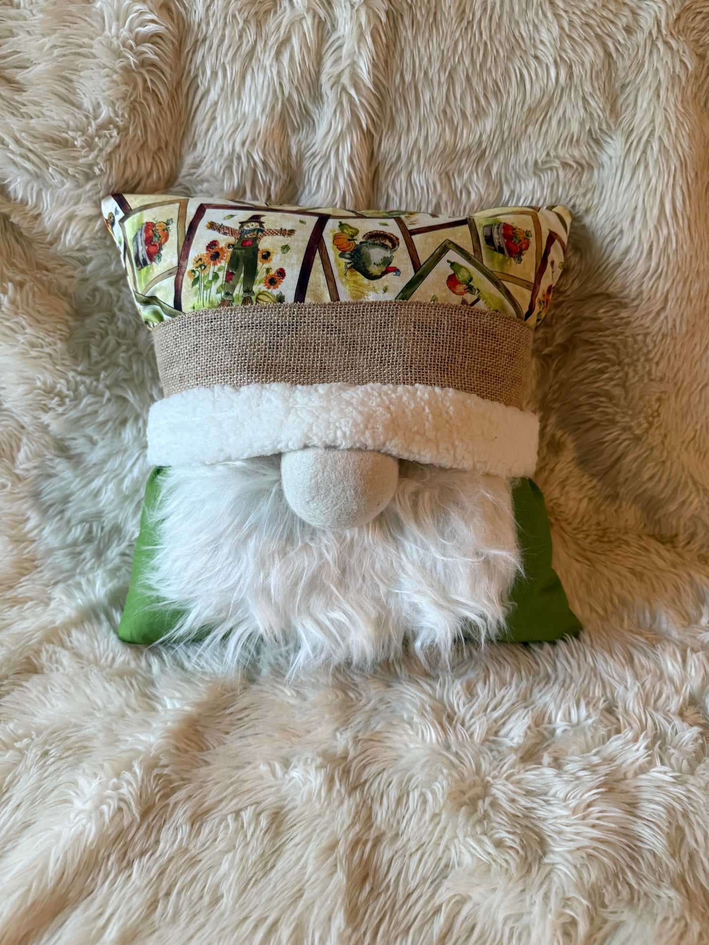 Harvest Scarecrow Fall Gnome Pillow