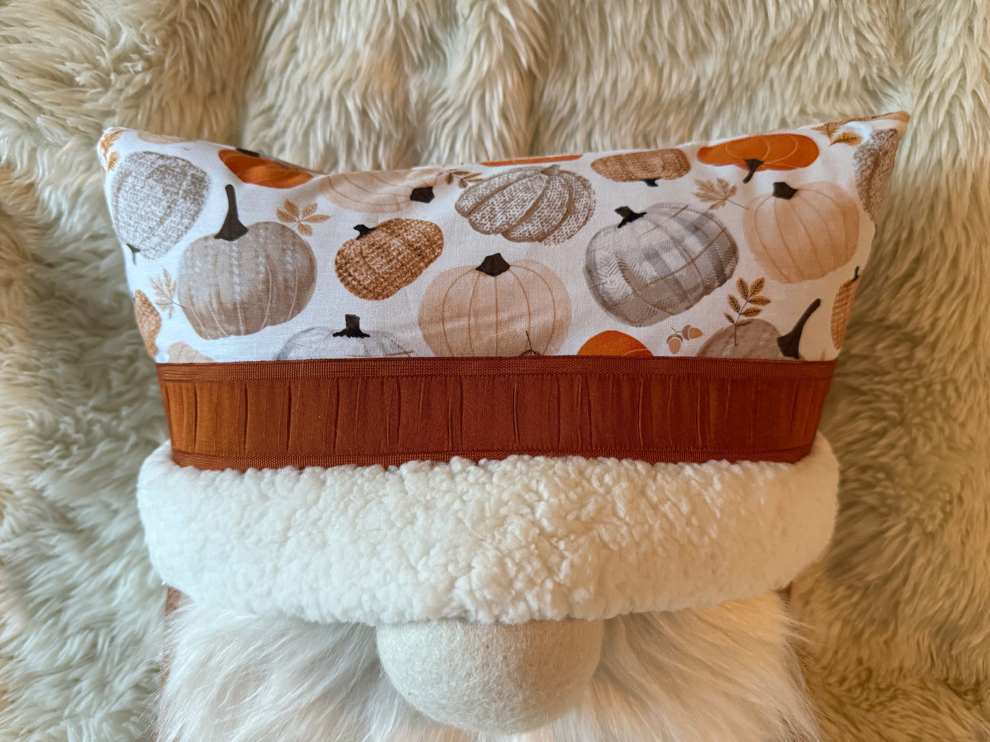 White Pumpkin Fall Gnome Pillow