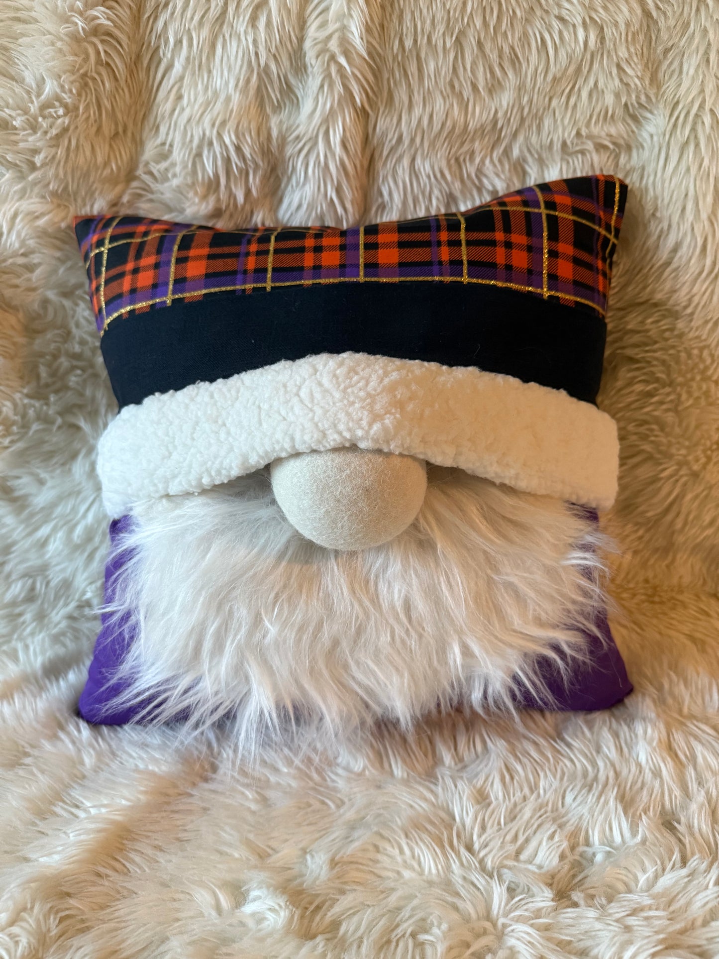 Plaid Halloween Gnome Pillow