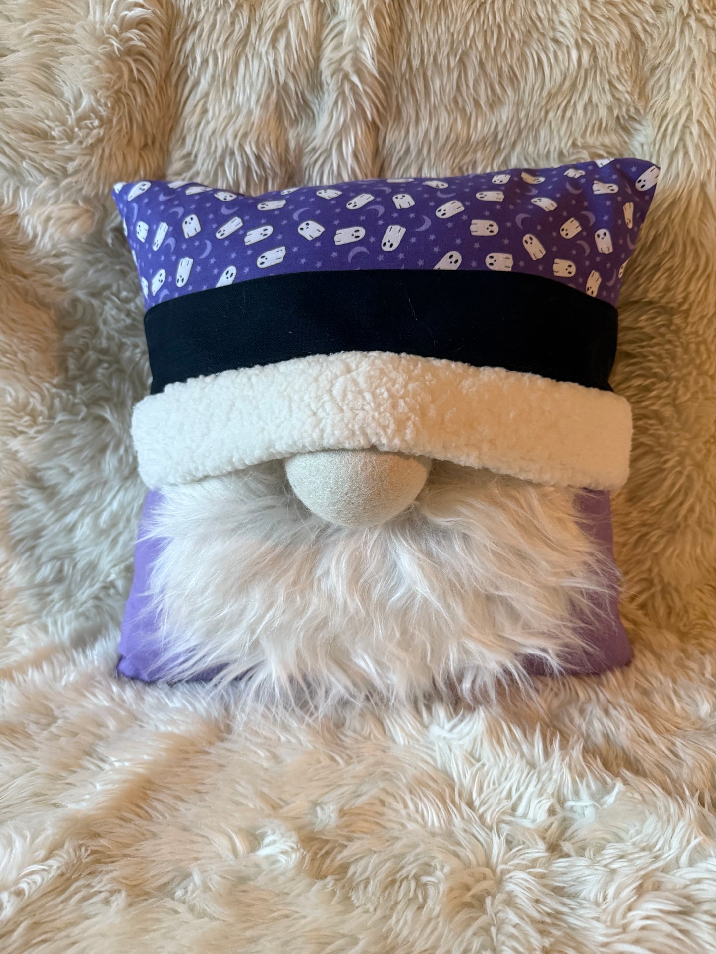 Purple Ghost Halloween Gnome Pillow