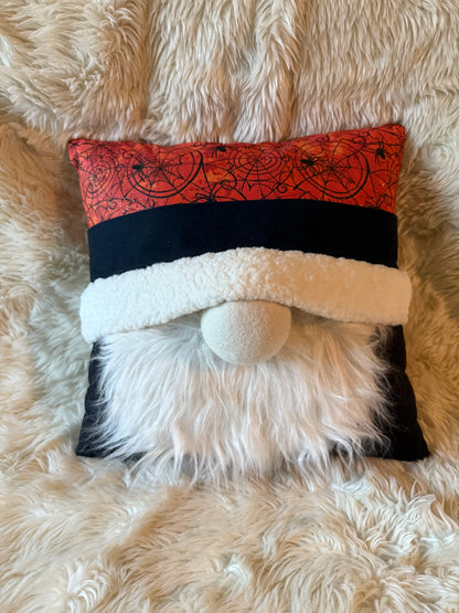 Orange Spider Web Halloween Gnome Pillow