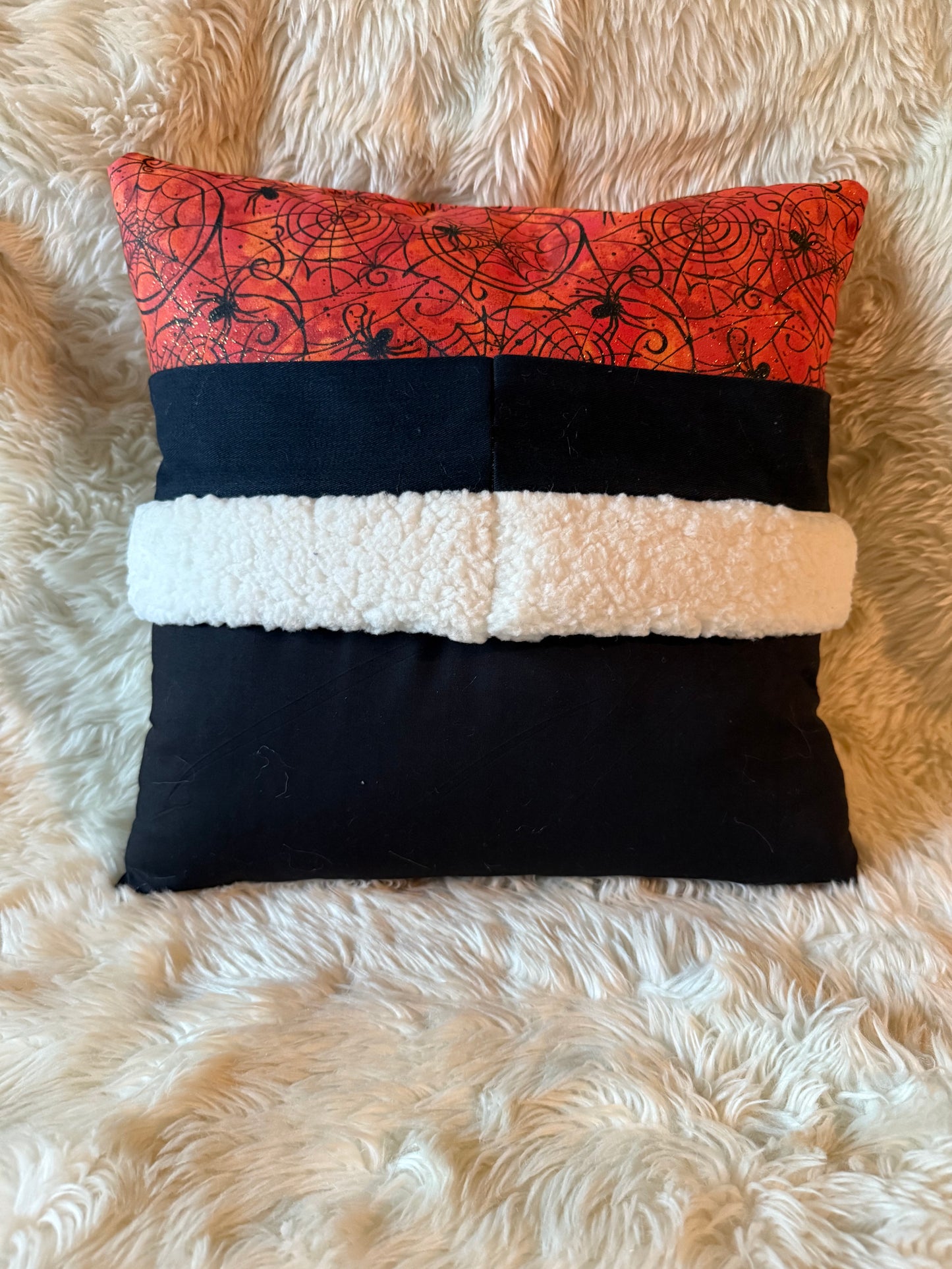 Orange Spider Web Halloween Gnome Pillow
